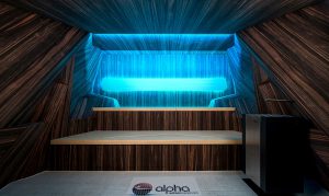 Leuchtende Aussichten: Im Sauna- und Wellnessbereich glänzt das Label mit RoHol SaunaPly und SPress Wänden. © RoHol/alpha wellness sensations